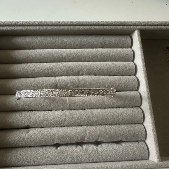 Touchstone Crystal Sleek Silver Bangle - Picture 9 of 9